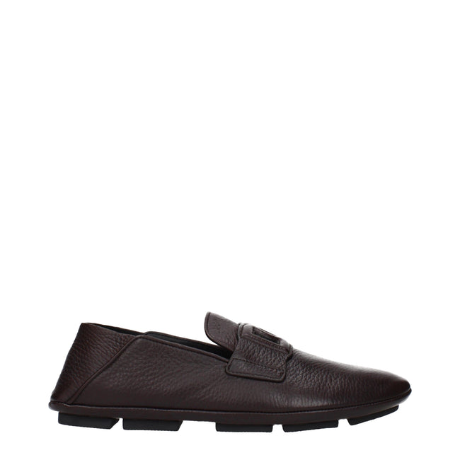 Dolce & Gabbana Braune Loafer aus Leder zum Hineinschlüpfen