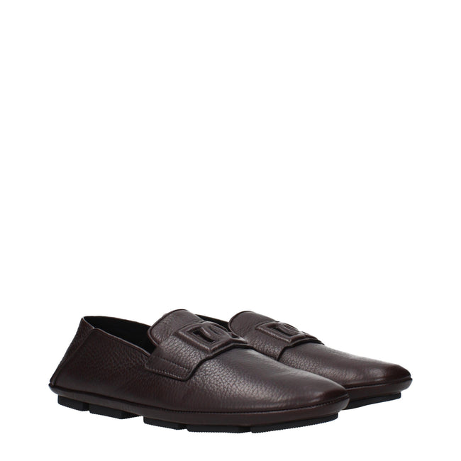 Dolce & Gabbana Braune Loafer aus Leder zum Hineinschlüpfen