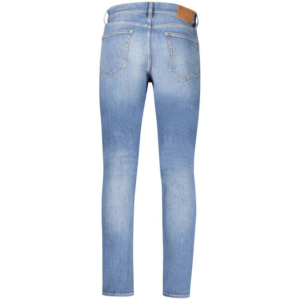 Tommy Hilfiger blaue Slim Tapered 5-Pocket-Baumwoll-Jeans für Herren mit gewaschenem Effekt und ikonischem Logo