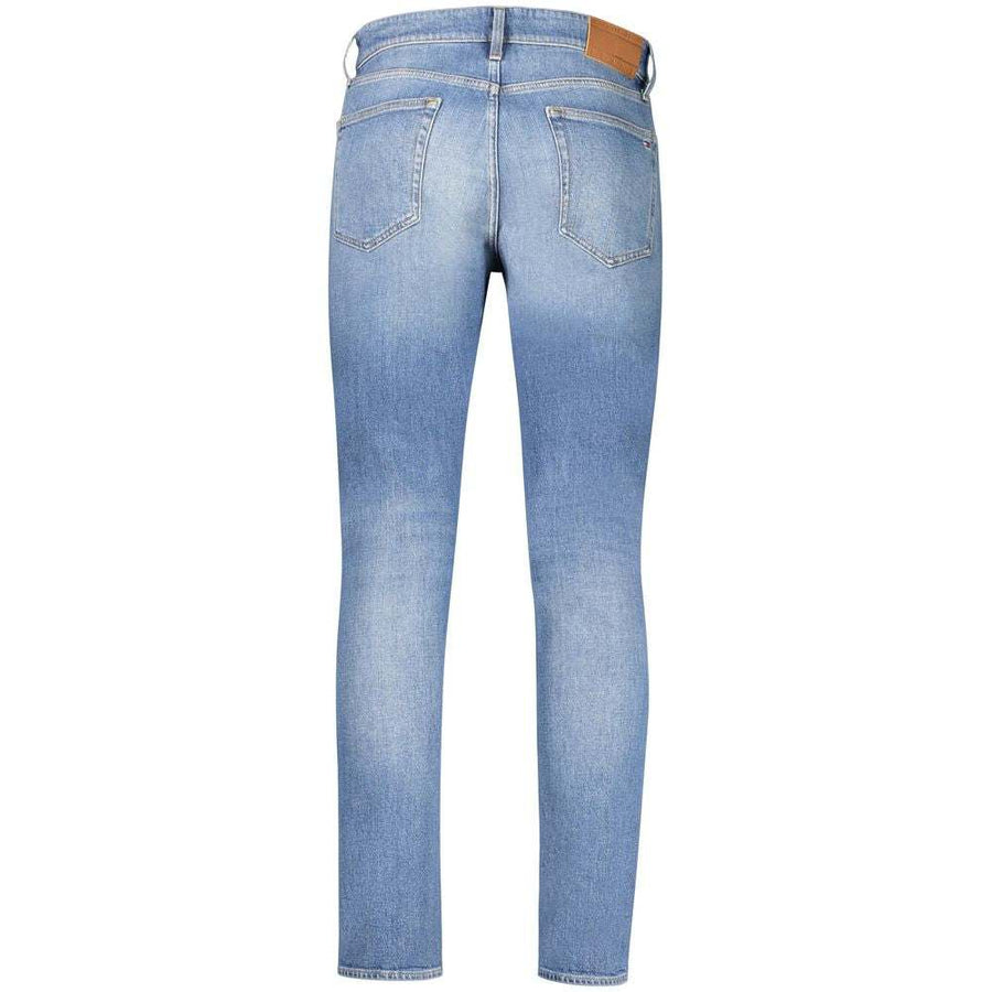 Tommy Hilfiger blaue Slim Tapered 5-Pocket-Baumwoll-Jeans für Herren mit gewaschenem Effekt und ikonischem Logo