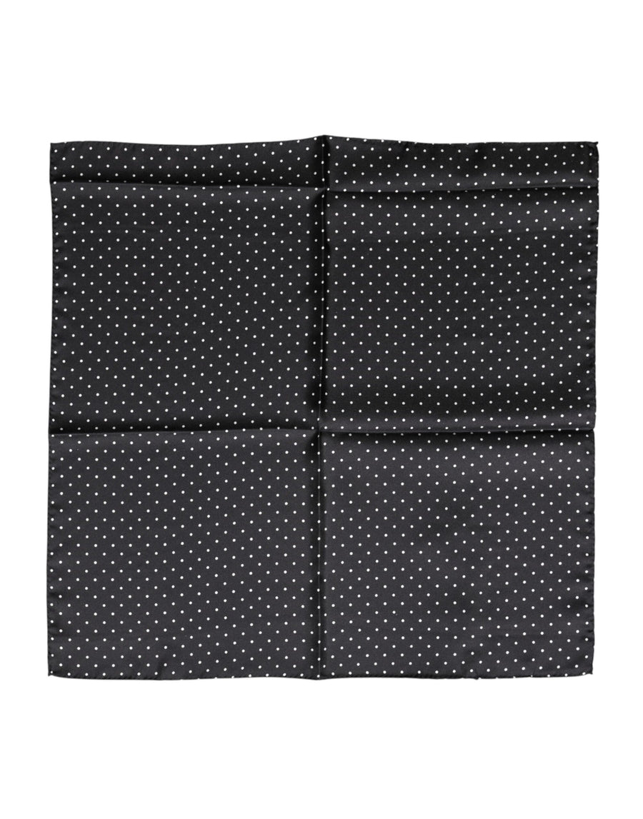 Dolce & Gabbana Schwarzer Seiden-Foulard-Schal mit Polka-Dot-Muster