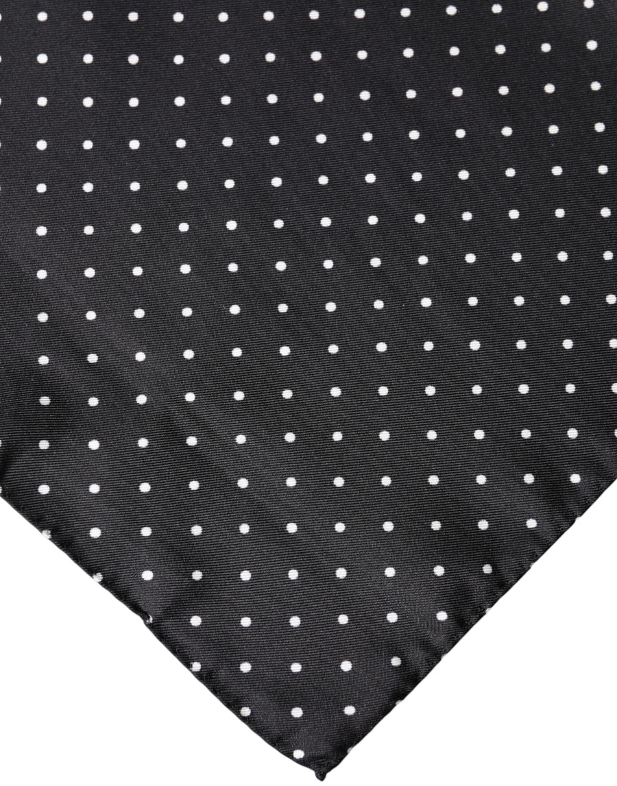 Dolce & Gabbana Schwarzer Seiden-Foulard-Schal mit Polka-Dot-Muster