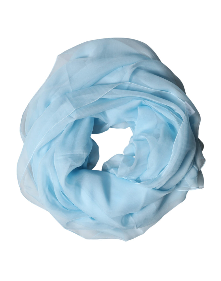 Dolce & Gabbana Light Blue Stole Silk Scarf Neck Wrap Scarf