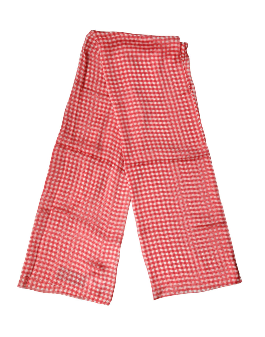 Dolce & Gabbana Red Plaid Silk Scarf
