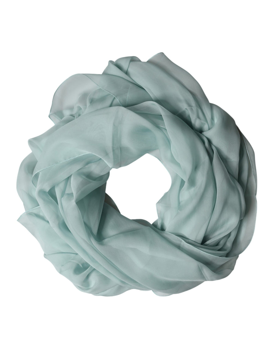 Dolce & Gabbana Light Turquoise Silk Stole Neck Scarf Shawl