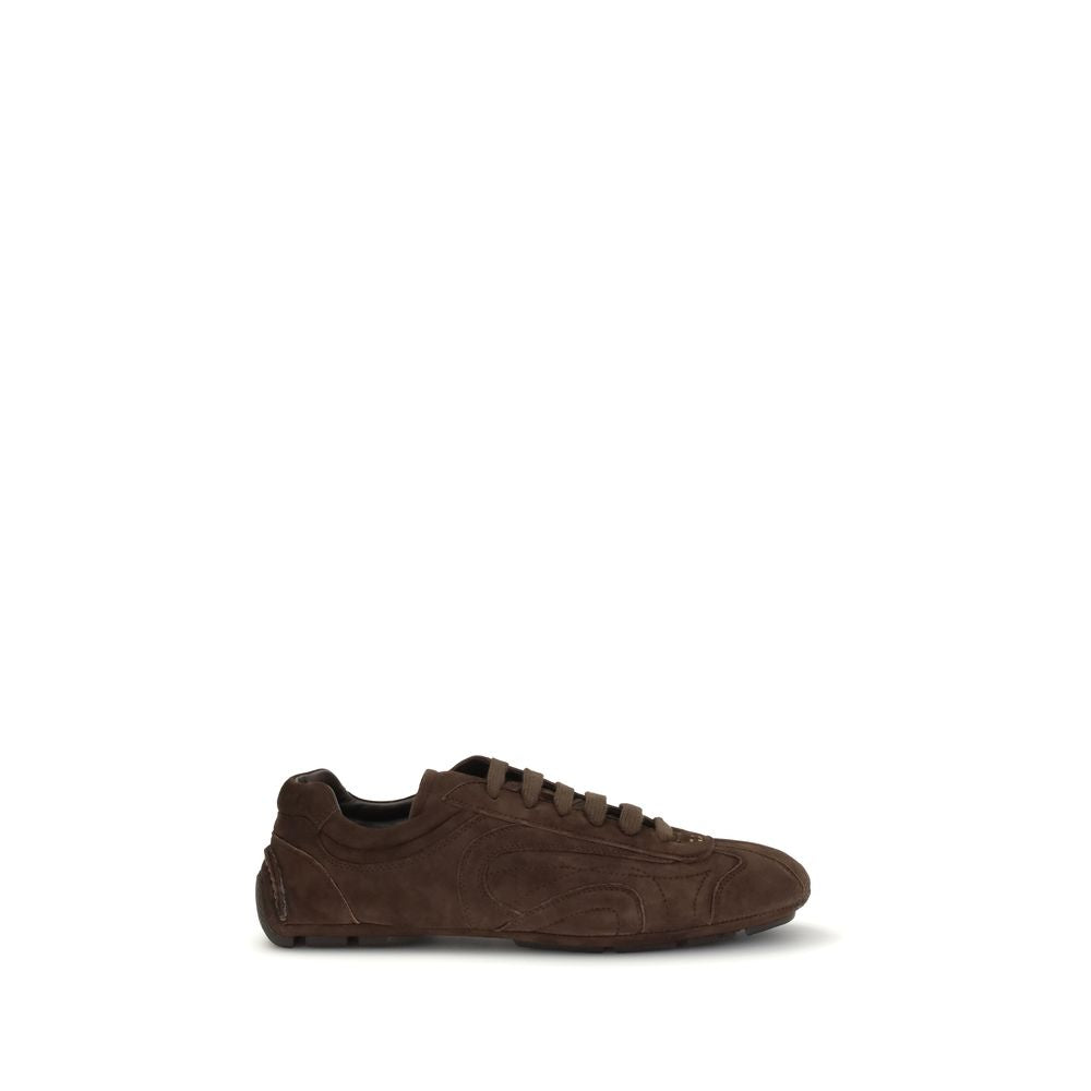 Prada Brown Lambskin Ovis Aries Aries Sports Sneakers