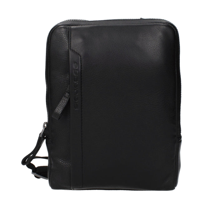 Piquadro Schwarze Leder Umhängetasche