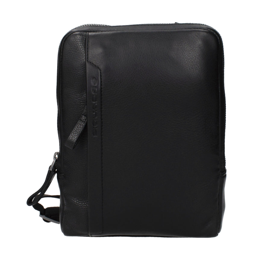 Piquadro Schwarze Leder Umhängetasche