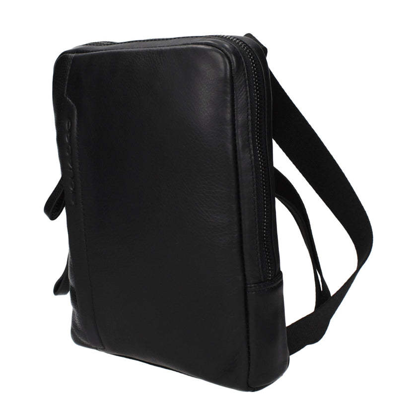 Piquadro Schwarze Leder Umhängetasche